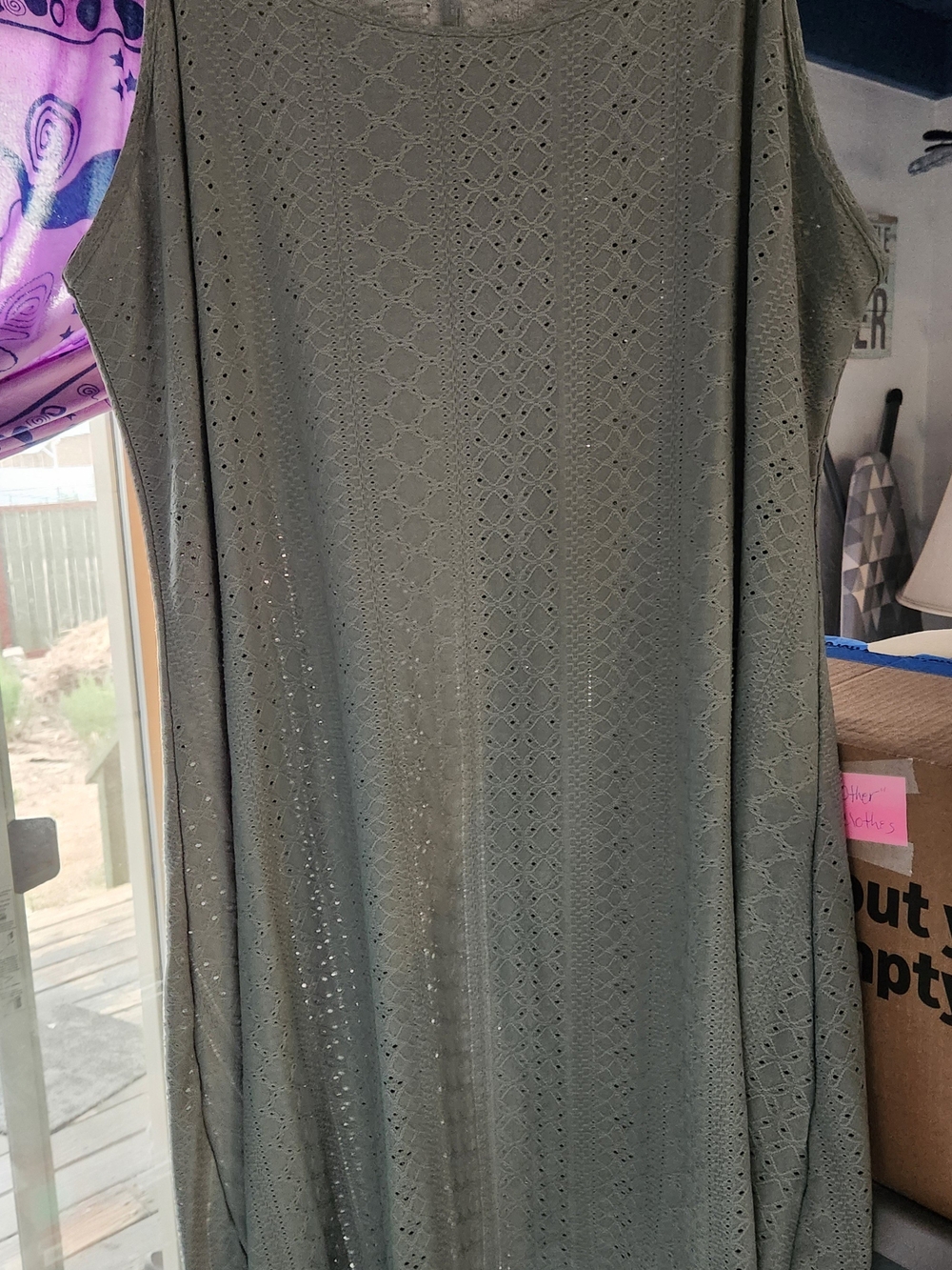 Olive Green Eyelet Lace Cami Dress Size 5XL A-LINE